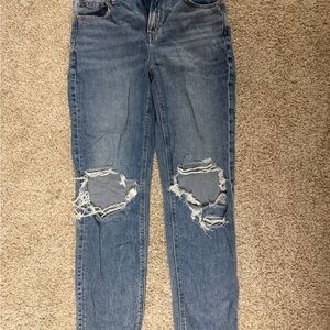 American Eagle Outfitters Blue Ripped Straight Leg Jeans